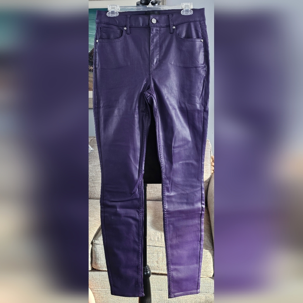 WHBM Coated Denim Skinny Jeans Sz 8 Long